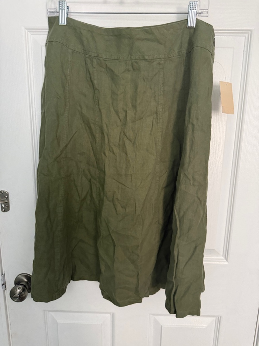 Coldwater Creek Olive Green A-Line Linen Skirt